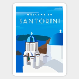 Santorini, Greece - retro travel poster Sticker